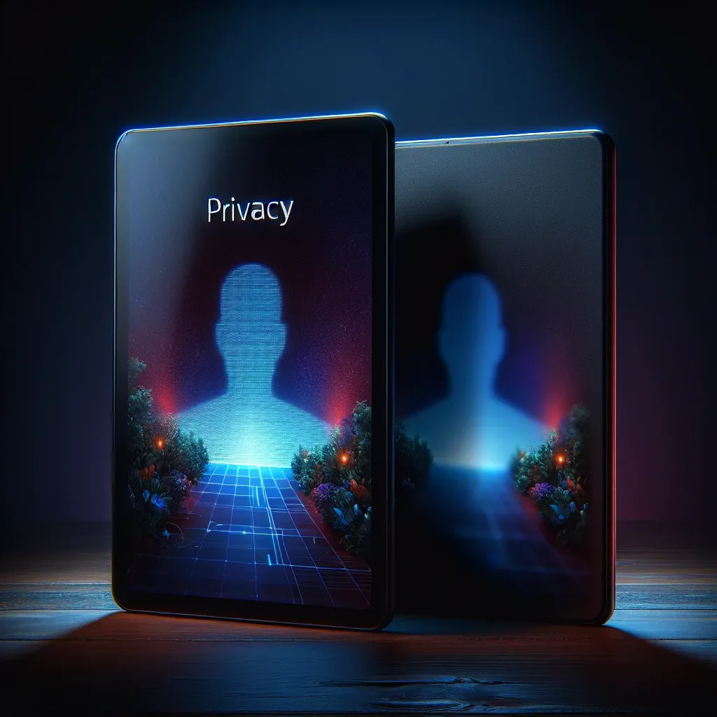 Why do some tablets feature privacy screens that can be toggled electronically?